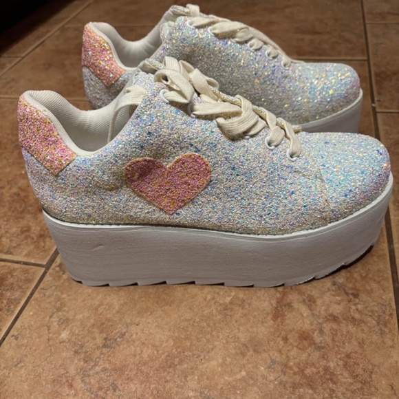 YRU Lala platform glitter sneaker M8 W10 - Picture 2 of 6